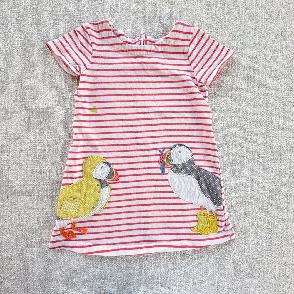 Mini Boden Red Striped Puffin Dress PLAY 4/5
